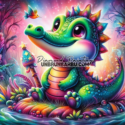 Petit Dragon et l'Oiseau Magique (80cm x 80cm) - UnBrunBarbu