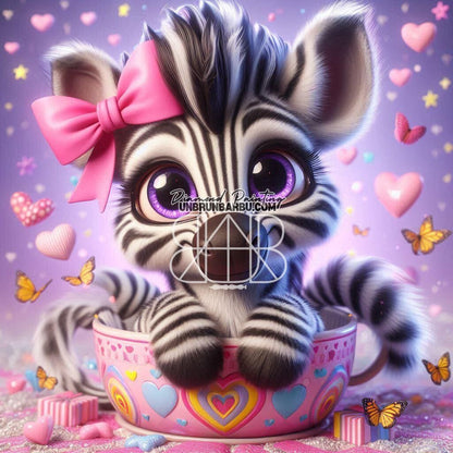 Petit Zèbre dans sa Tasse (80cm x 80cm) - UnBrunBarbu