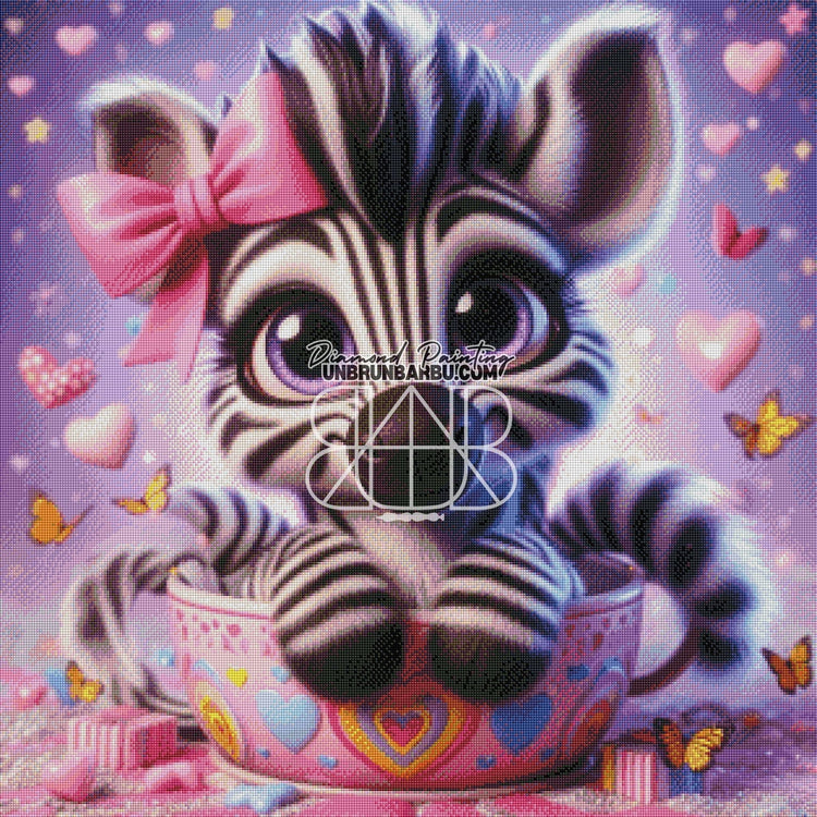 Petit Zèbre dans sa Tasse (80cm x 80cm) - UnBrunBarbu