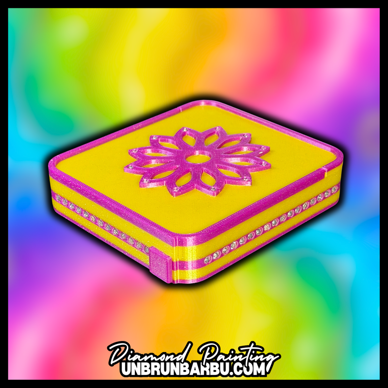 plateau 3d diamond painting flower strass vue generale fermee avec couvercle coulissant et strass
