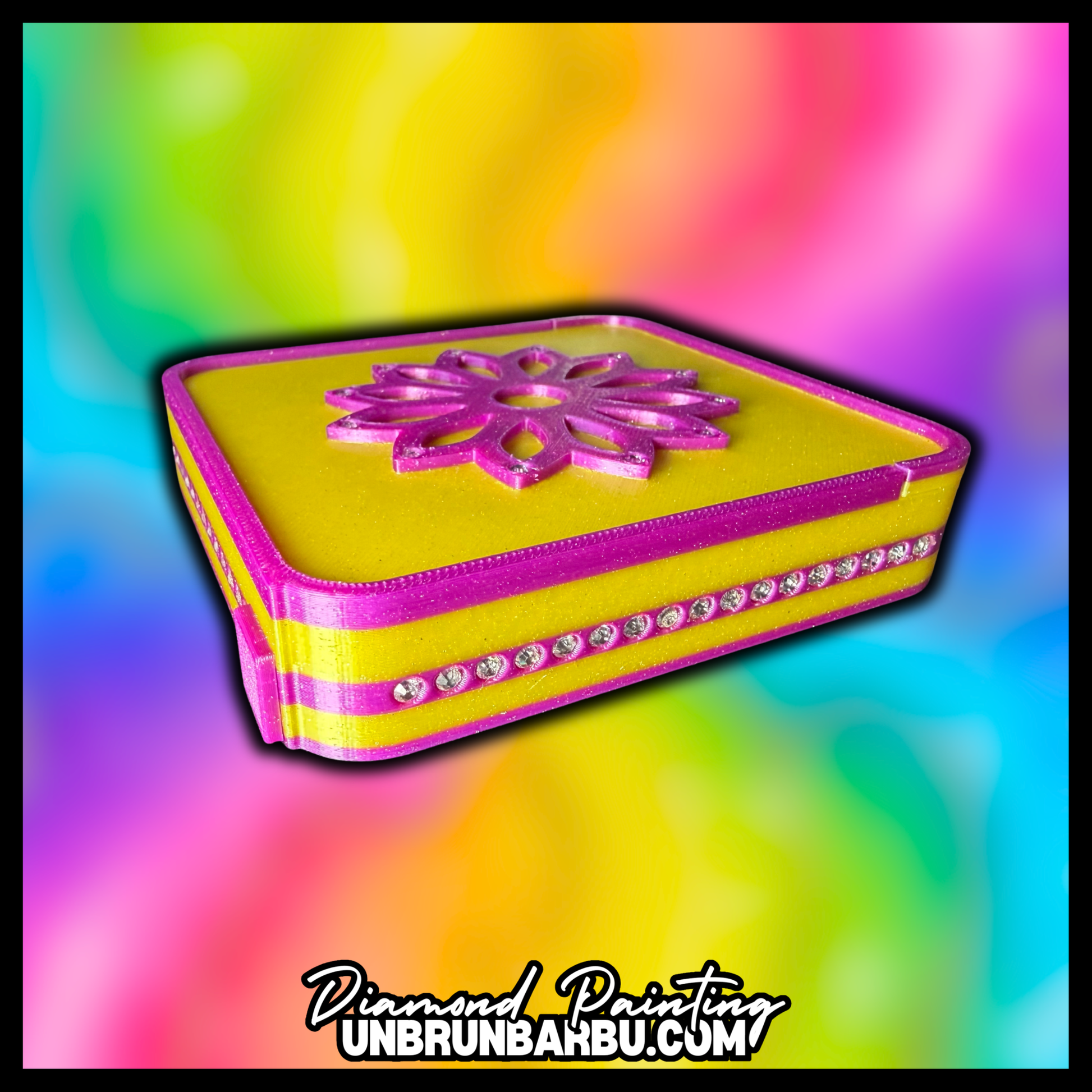 plateau 3d flower strass diamond painting vue de cote avec strass poses a la main