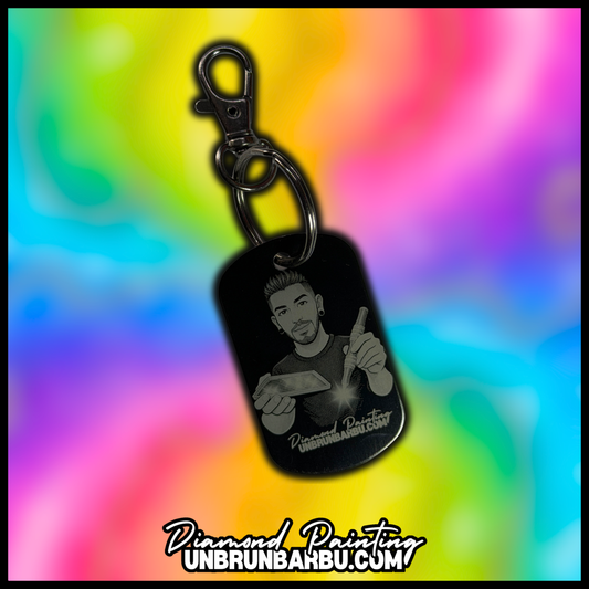 porte clés diamond painting gravé logo unbrunbarbu sur plaque métal