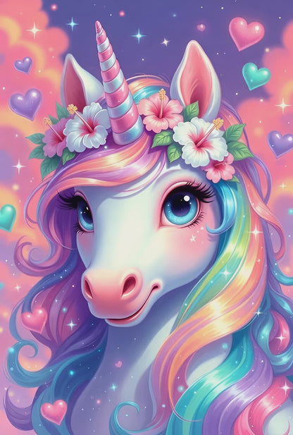 Diamond Painting - Licorne Cœur Pastel (60cm x 90cm)