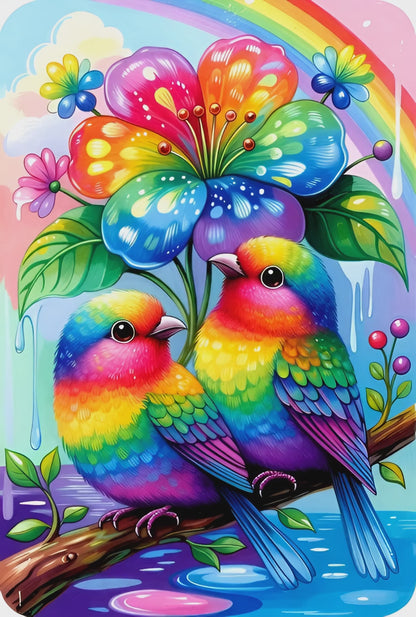 Diamond Painting -  Oiseaux Arc-en-Ciel (70cm x 105cm)