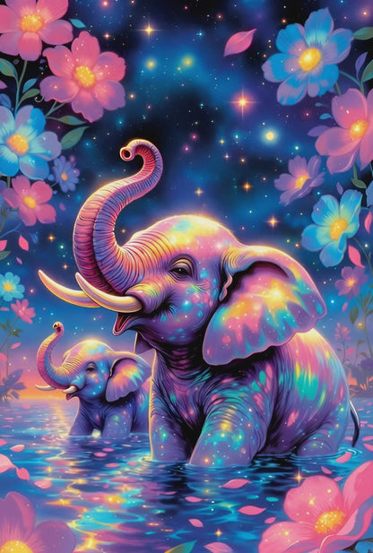 Diamond Painting - Instant Magique des Éléphants (70cm x 105cm)