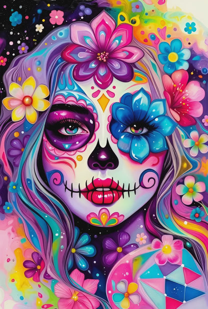 Diamond Painting - Calavera en Fleurs (60cm x 90cm)