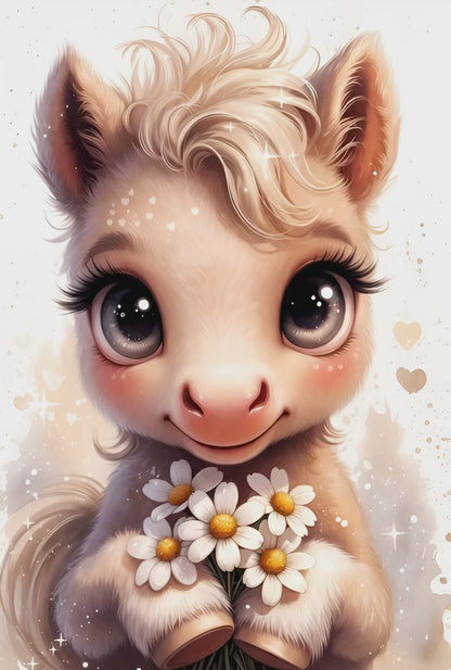 Diamond Painting - Petit Poney aux Marguerites (50cm x 75cm)