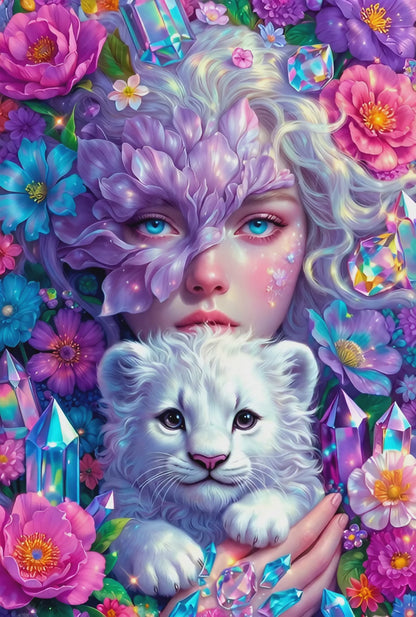 Diamond Painting - Douceur du Lion et de la Fée des Fleurs (80cm x 120cm)