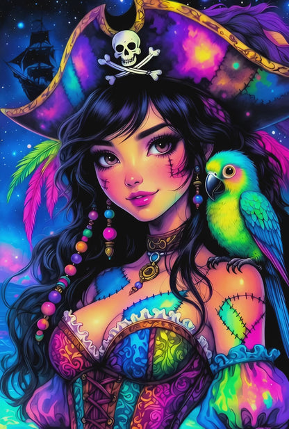 Diamond Painting - Capitaine Pirate & Perroquet de Fortune (80cm x 120cm)