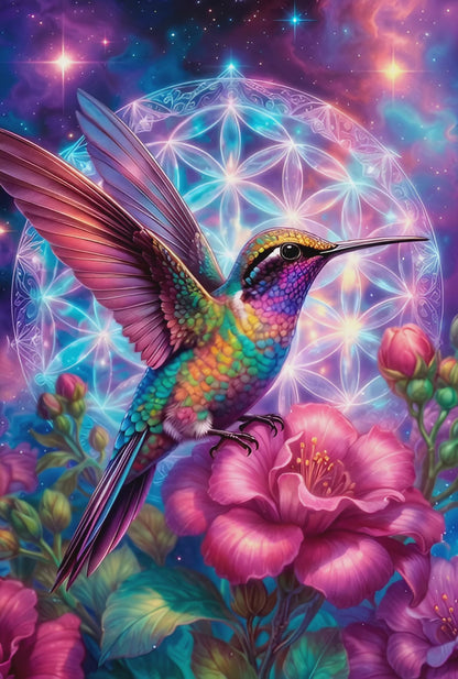 Diamond Painting - Colibri Fleur de Vie, Ailes de Lumière (70cm x 105cm)