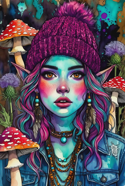 Diamond Painting - L'Elfe Bohème des Champignons Magiques (60cm x 90cm)