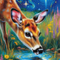 Diamond Painting - Faon des Étoiles au Ruisseau d’Azur (70cm x 105cm)