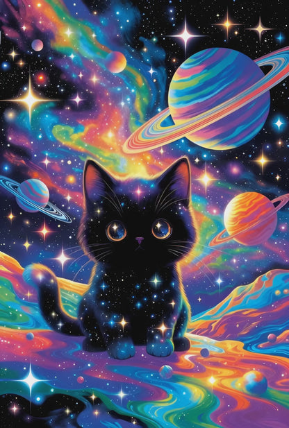 Diamond Painting - Chat Noir de la Voie Lactée (60cm x 90cm)