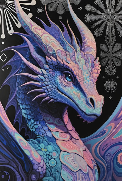 Diamond Painting - Dragon Opale des Runes Nocturnes (70cm x 105cm)