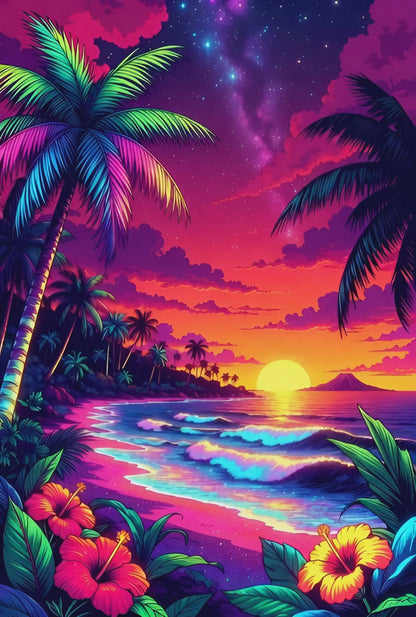 Diamond Painting - Paradis Lumineux des Tropiques (60cm x 90cm)