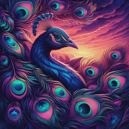 Diamond Painting - Paon du Crépuscule (80cm x 80cm)