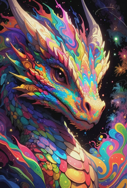 Diamond Painting - Dragon Écailles aux Mille Couleurs (70cm x 105cm)