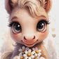Diamond Painting - Petit Poney aux Marguerites (50cm x 75cm)