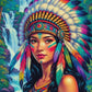 Diamond Painting - Amérindienne Guerrière aux Mille Plumes (80cm x 120cm)