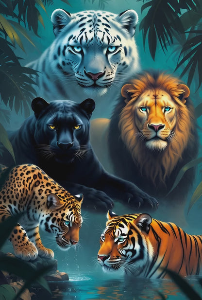 Diamond Painting - Légende des Cinq Félins (70cm X 105cm)