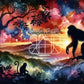 Primates au Crépuscule. (140cm x 80cm). - UnBrunBarbu