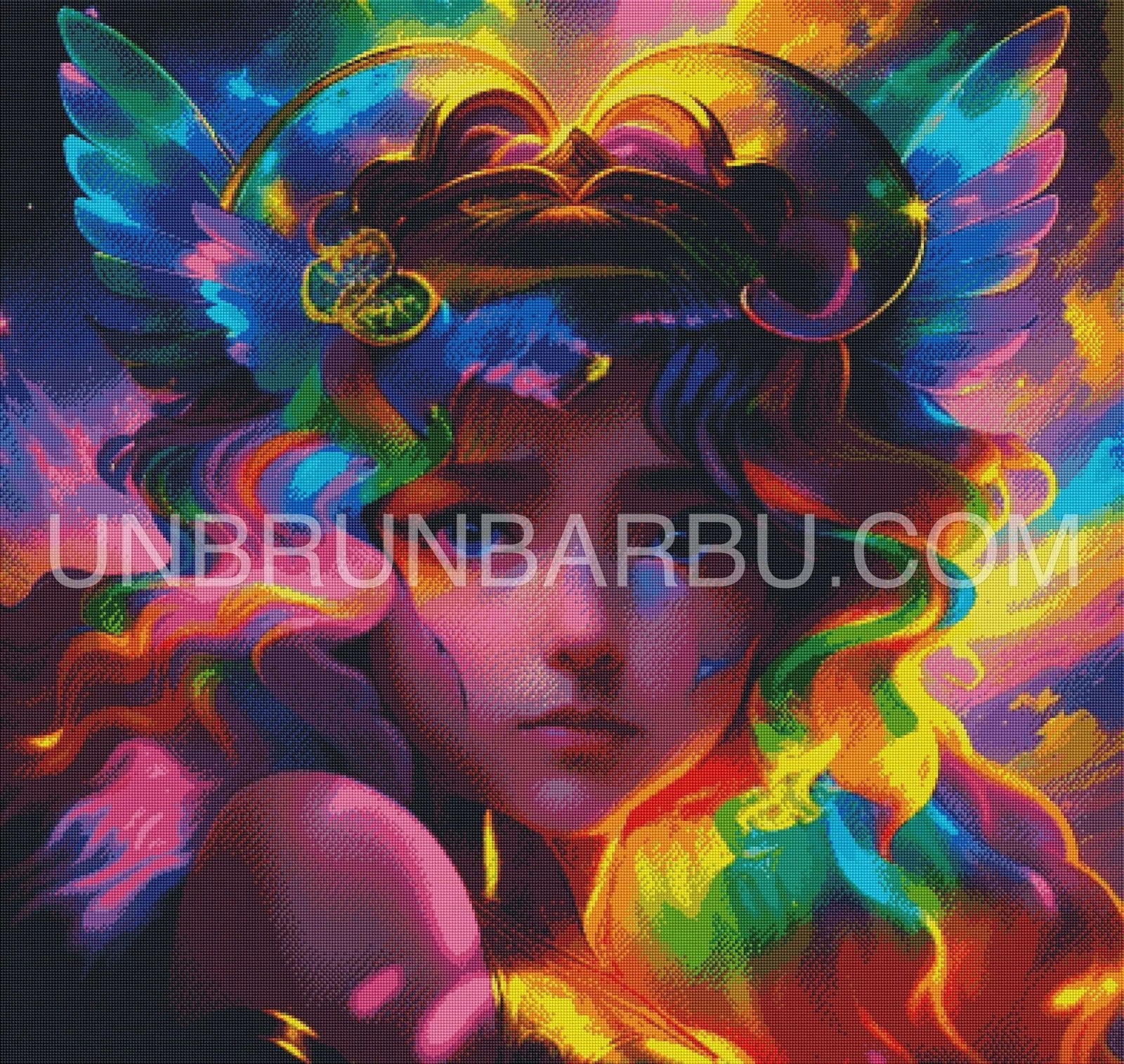 Princesse des cieux en arc - en - ciel. (100cm x 95cm). - UnBrunBarbu