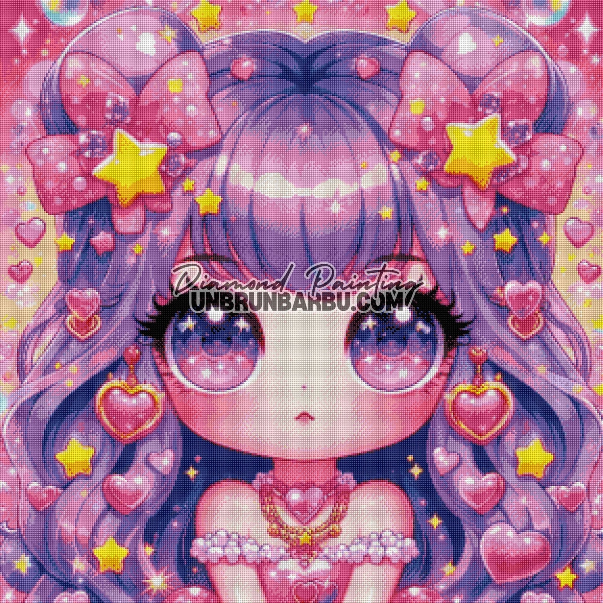 Princesse des Cœurs Étoilés (80cm x 80cm) - UnBrunBarbu