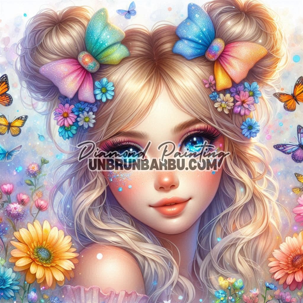 Princesse des Papillons (90cm x 90cm) - UnBrunBarbu