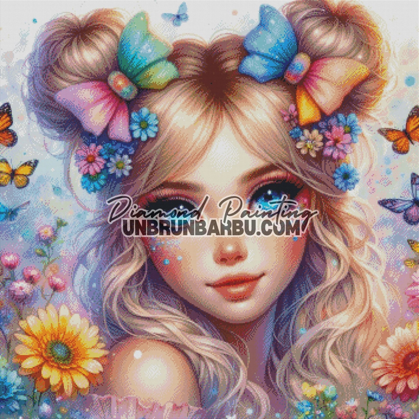 Princesse des Papillons (90cm x 90cm) - UnBrunBarbu