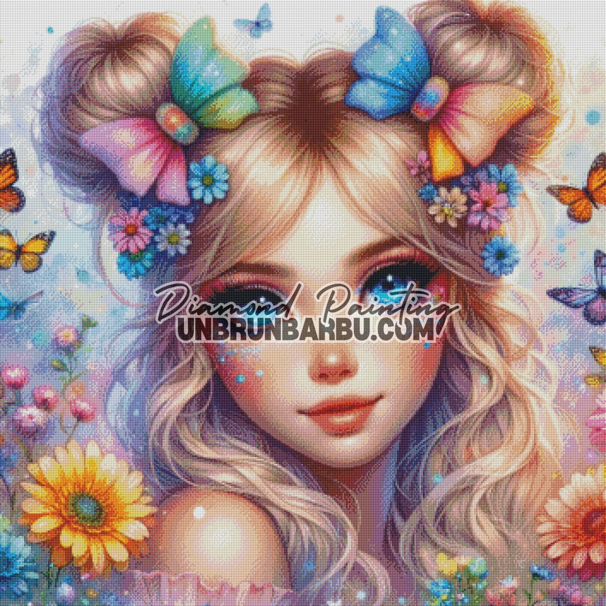 Princesse des Papillons (90cm x 90cm) - UnBrunBarbu