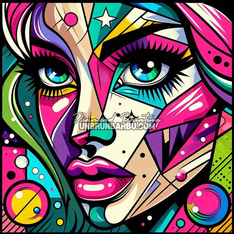 Regard Pop Art Étincelant (60cm x 60cm) - UnBrunBarbu
