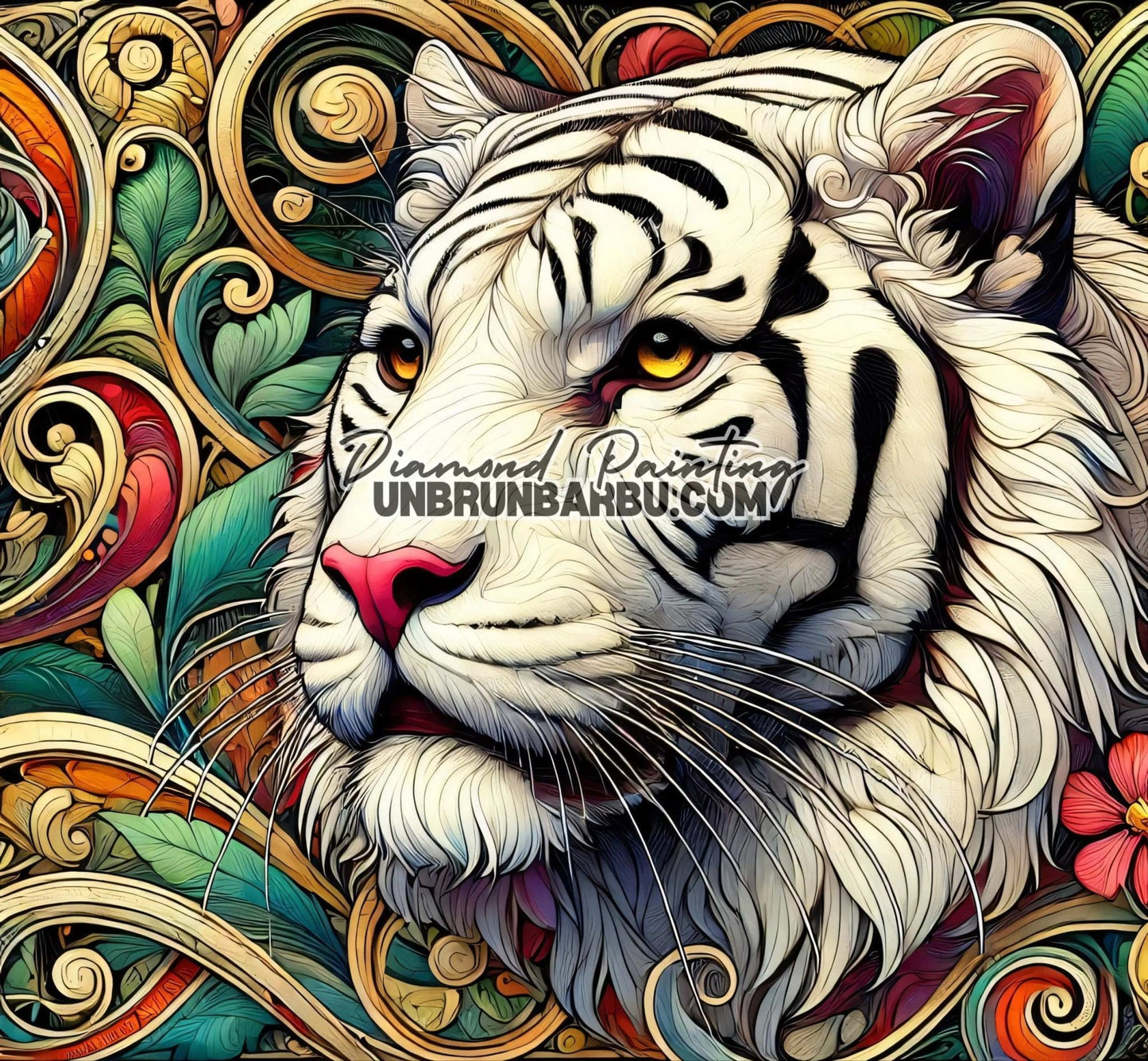 Règne du Tigre Blanc (80cm x 75cm) - UnBrunBarbu