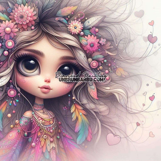 Reine des Fleurs et des Plumes (90cm x 90cm) - UnBrunBarbu