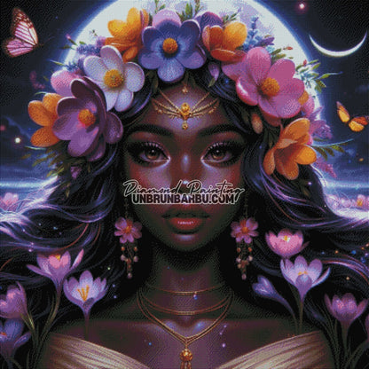 Reine des Fleurs Nocturnes (100cm x 100cm) - UnBrunBarbu