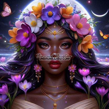 Reine des Fleurs Nocturnes (100cm x 100cm) - UnBrunBarbu
