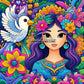 Reine des Fleurs Oiseau Messager (90cm x 90cm) - UnBrunBarbu