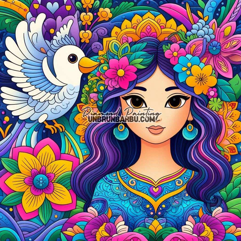 Reine des Fleurs Oiseau Messager (90cm x 90cm) - UnBrunBarbu