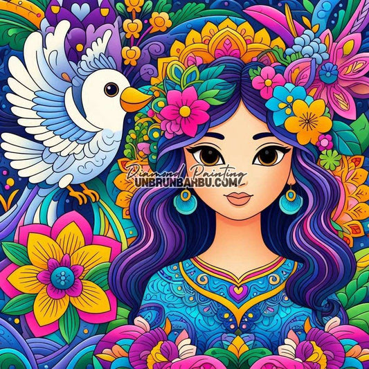 Reine des Fleurs Oiseau Messager (90cm x 90cm) - UnBrunBarbu