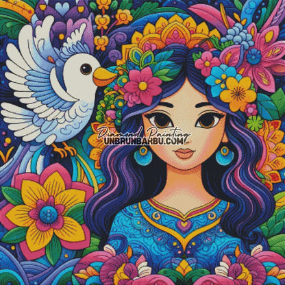 Reine des Fleurs Oiseau Messager (90cm x 90cm) - UnBrunBarbu