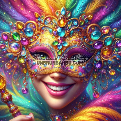 Reine du Carnaval Étoilé (100cm x 100cm) - UnBrunBarbu