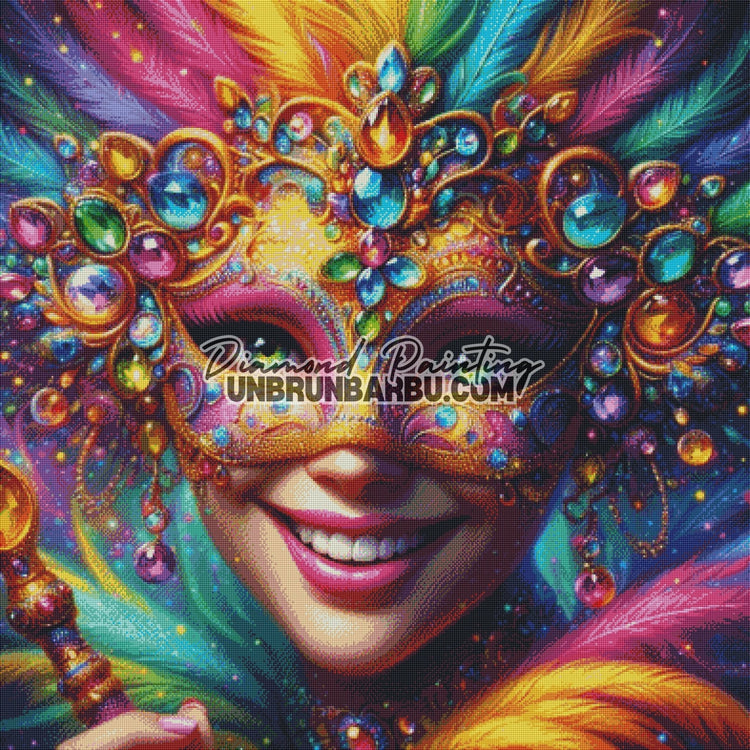 Reine du Carnaval Étoilé (100cm x 100cm) - UnBrunBarbu