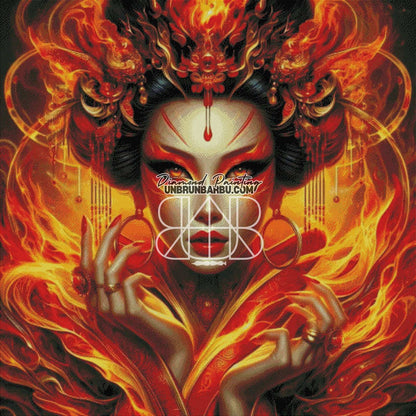 Reine du Feu (120cm x 120cm) - UnBrunBarbu