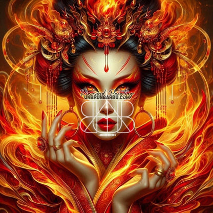 Reine du Feu (120cm x 120cm) - UnBrunBarbu