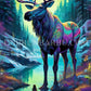 Rendez - vous céleste dans la forêt canadienne. (50cm x 90cm). - UnBrunBarbu