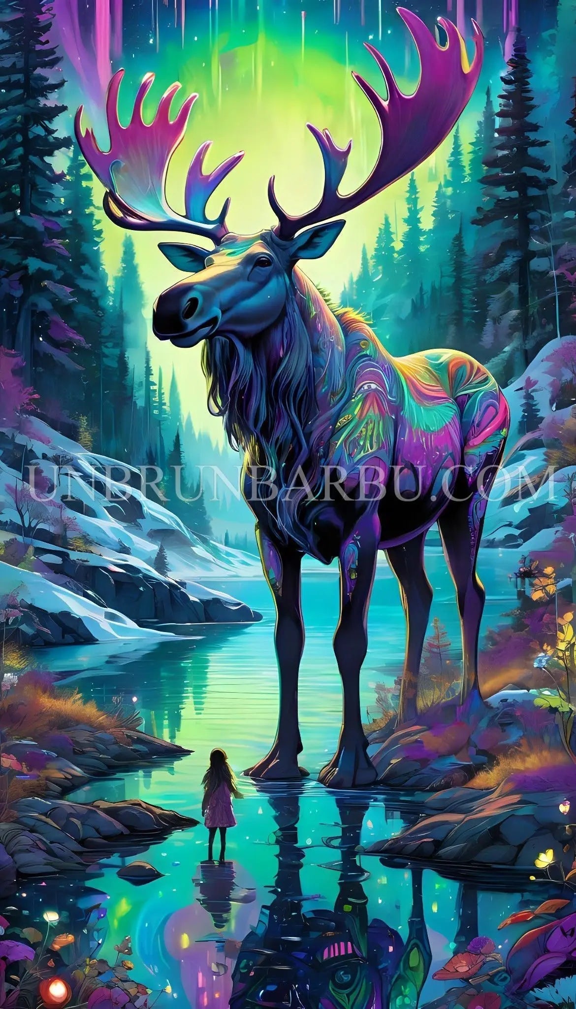 Rendez - vous céleste dans la forêt canadienne. (50cm x 90cm). - UnBrunBarbu