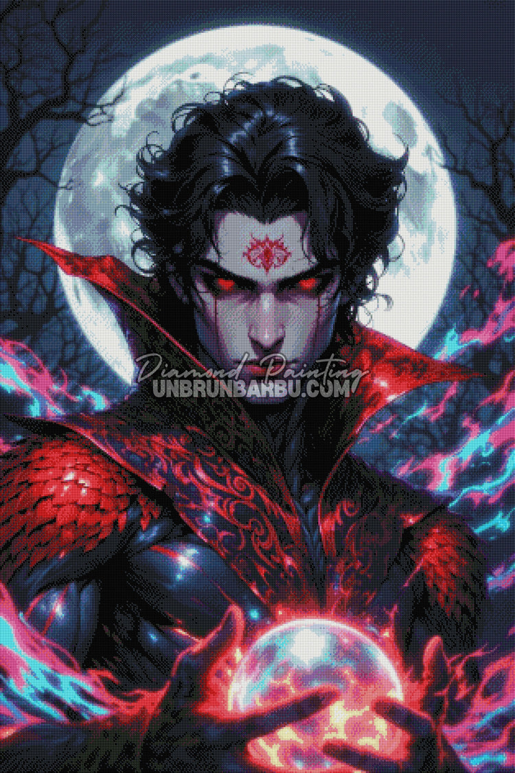 rendu diamond painting dark fantasy personnage mystique lumineux