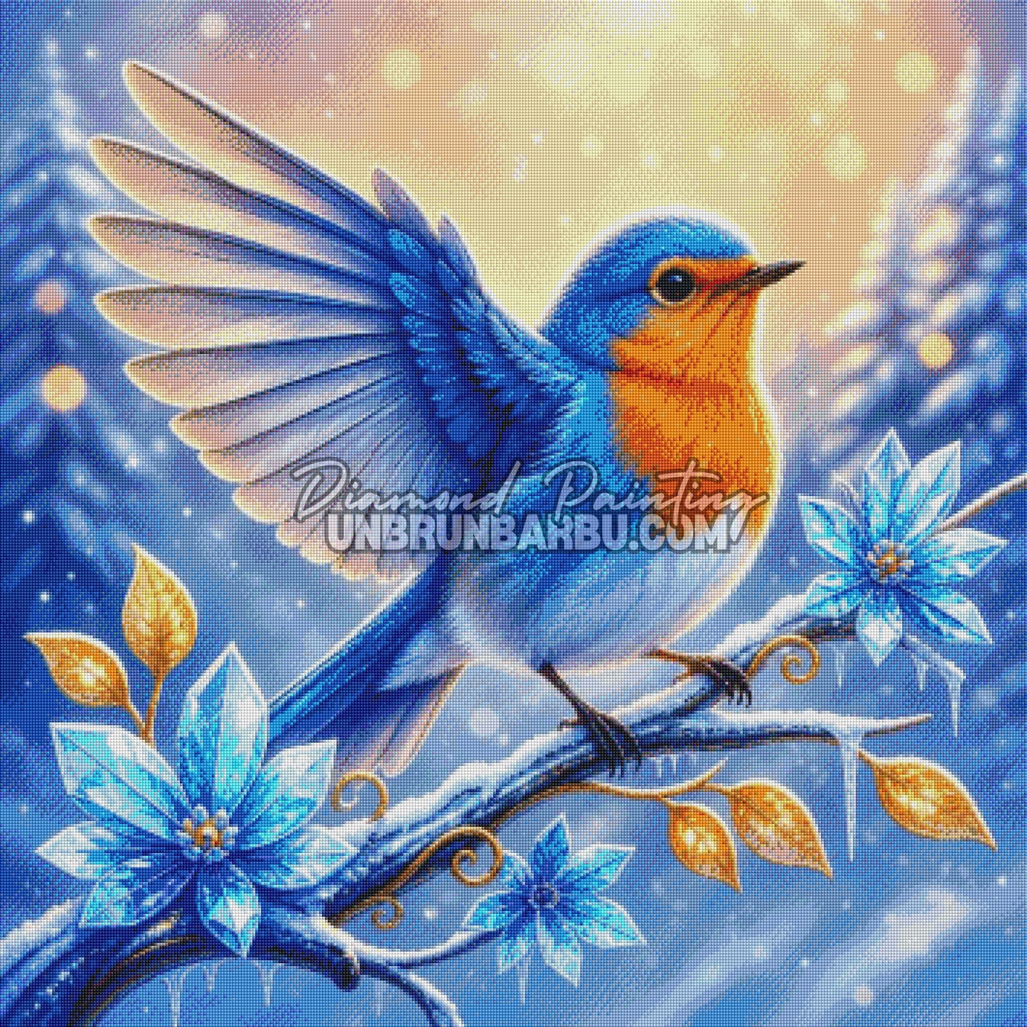 diamond painting rouge gorge cristaux hiver rendu diamante 90x90