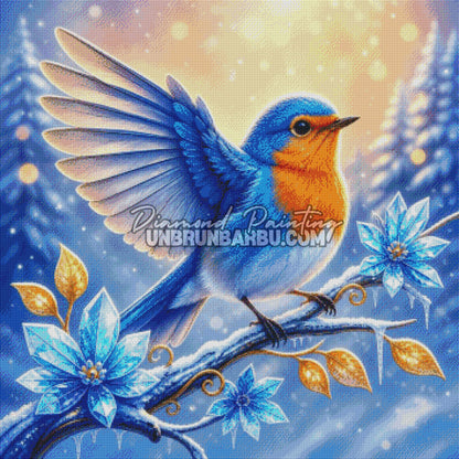 diamond painting rouge gorge cristaux hiver rendu diamante 90x90