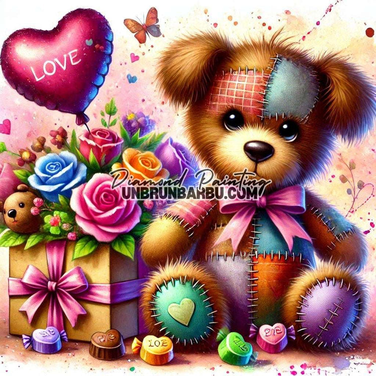 Saint Valentin de l'Ours Amoureux (80cm x 80cm) - UnBrunBarbu