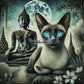 Sanctuaire du Bouddha et du Chat (90cm x 90cm) - UnBrunBarbu